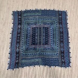 Unbranded Boho Cotton Tasseled Oversized Square Scarf Embroidered